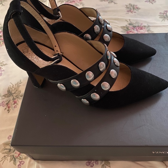 Vince Camuto; 8M; Black suede with Silver; Gorgeous - Picture 3 of 5